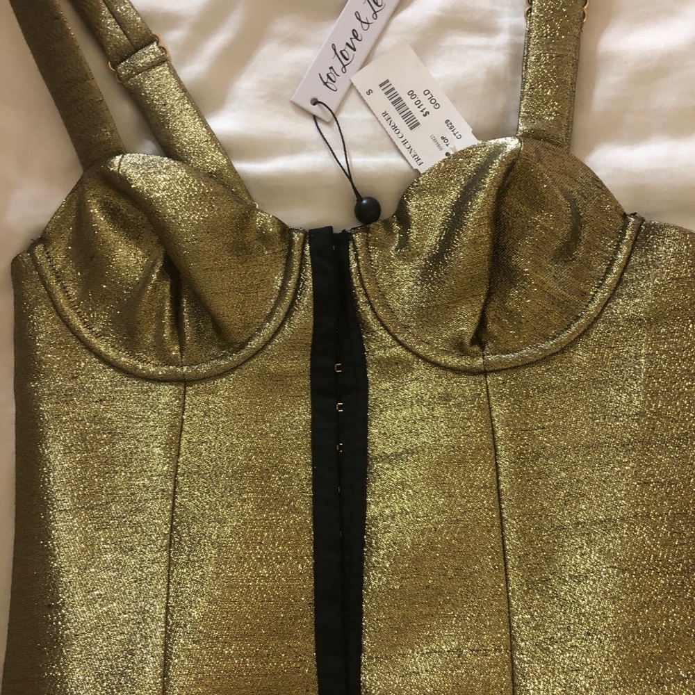 LOVERS + FRIENDS BUSTIER SPARKLY GOLD TOP - Picture 3 of 3